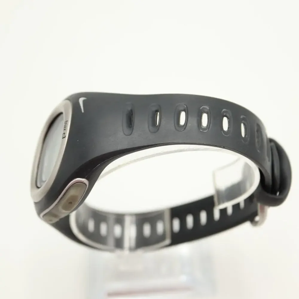 Vintage Y2K Nike Triax C3 Digital 40mm Watch Timer Black Silver w New Battery